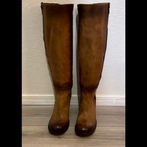 Freebird by Steven tall tan leather boots stamp size 9(see photo)